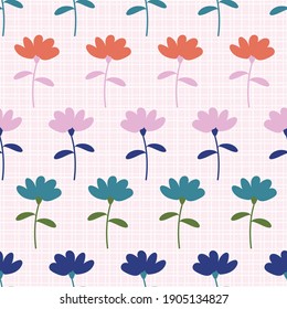 Horizontal Striped Floral Seamless Repeating