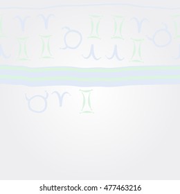 Horizontal striped  pattern of zodiac signs . Hand drawn.