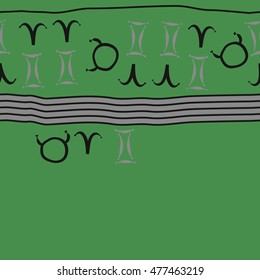 Horizontal striped  pattern of zodiac signs, seamless. Hand drawn.