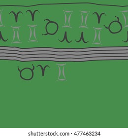 Horizontal striped  pattern of zodiac signs, seamless. Hand drawn.