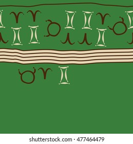 Horizontal striped  pattern of zodiac signs, seamless. Hand drawn.