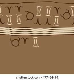Horizontal striped  pattern of zodiac signs, seamless. Hand drawn.