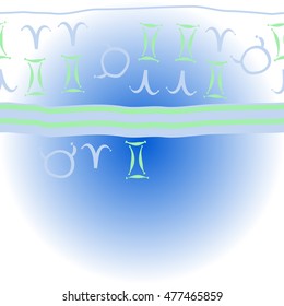 Horizontal striped  pattern of zodiac signs . Hand drawn.