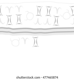 Horizontal striped  pattern of zodiac signs, seamless. Hand drawn.