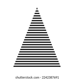 Horizontal stripes Christmas tree silhouette icon. A festive symbol made from black lines. Isolated on a white background.
