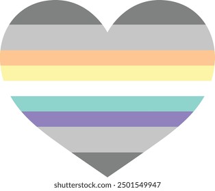 horizontal stripes color of demifaun flag in heart shape vector illustration.