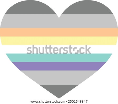 horizontal stripes color of demifaun flag in heart shape vector illustration.