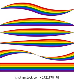 Horizontale Streifen lgbt Fahne mit unterschiedlicher Profilform, Vektorgrafik-Stolperflagge mit geschwungenen Streifen