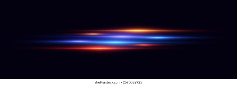 Listras horizontais de luz, efeito de raios de linha.