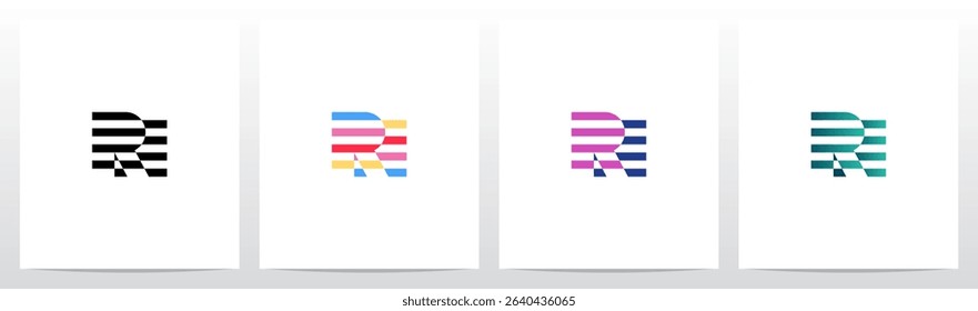 Horizontal Stripes Lines Alternating Initial Letter Logo Design R