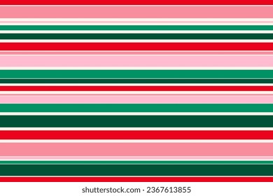 Horizontal stripes seamless pattern in Christmas colors. Retro 80-90’s fashion style background. Vector colorful lines. Abstract geometric design template. Repeat texture for decor, wrapping paper