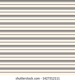Horizontal stripes seamless pattern. Simple vector lines texture. Black and white abstract geometric striped background. Thin monochrome strips. Subtle minimalist repeat design for print, decor, web