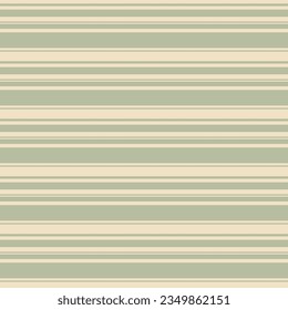 Horizontal stripes seamless pattern. Simple vector thin and thick lines texture. Sage green and beige color. Modern abstract geometric striped background. Repeat pastel design for print, decor, fabric