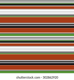 Horizontal stripes vector seamless pattern. Seamless background texture for banner, card, poster, identity,web design. Red, green and black lines on white background.