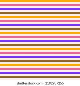 Horizontal abgeschnittenes nahtloses Muster. Abstraktes geometrisches Hintergrunddesign. Farbige Linien, klassischer nahtloser Stoffdruck im Retro 70er, 80er Jahre. Vektorgrafik