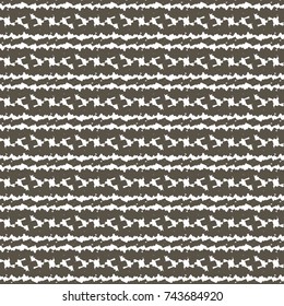 Horizontal strips with decorative stylized elements. Monochrome ethnic pattern. Textile print. Abstract vector.
