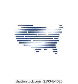 Horizontal Strips of Digital Line in form of American Map Logo Design Vector