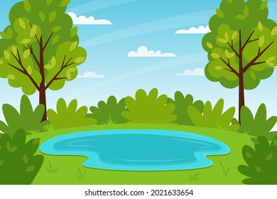 Horizontal Summer Forest Landscape Forest Trees Stock Vector (Royalty ...