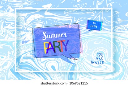 Horizontal Summer Party banner.  Template for holiday design. Vector illustration.