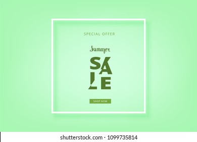 Horizontal Summer Sale card. Vector illustration.
