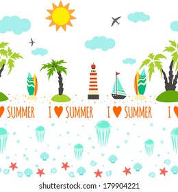 Horizontal summer seamless pattern for trip.Vector illustration