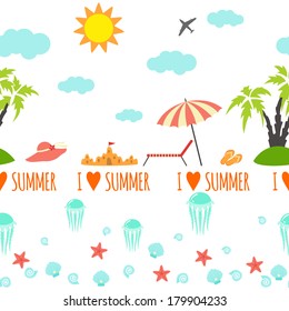 Horizontal summer seamless pattern for trip.Vector illustration