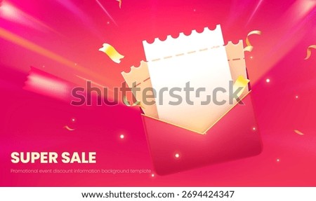 Horizontal super promotion discount information red background template
