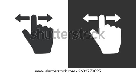 Horizontal Swipe or Drag Gesture Icon with Left and Right Arrows Icon. Solid glyph series icon