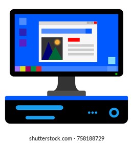 horizontal system unit and monitor. desktop