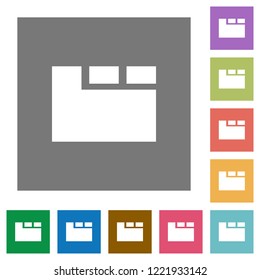Horizontal tabbed layout active flat icons on simple color square backgrounds