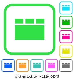 Horizontal tabbed layout vivid colored flat icons in curved borders on white background