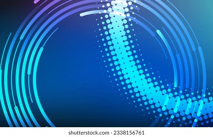 Horizontal template background with light gradient halftone lines, dots and circle for glowing-theme poster, digital business banner, official invitation, hd poverpoint presentation. EPS10 vector
