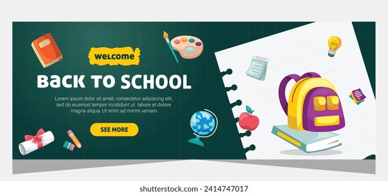 Horizontal template banner for back to school