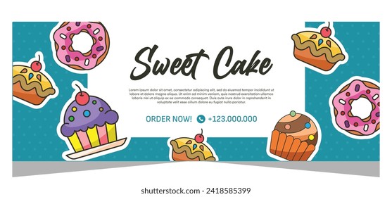 Horizontal template banner of cupcakes in vector design