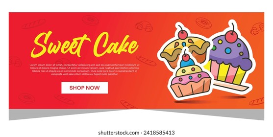 Horizontal template banner of cupcakes in vector design