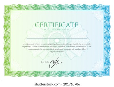 horizontal Template certificate and diplomas, currency. Vector