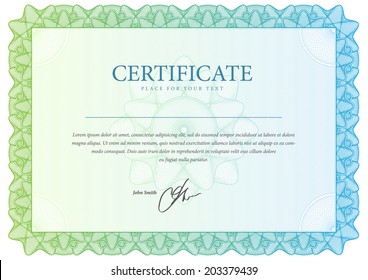 horizontal Template certificate and diplomas, currency. Vector