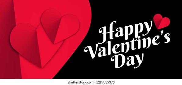 Horizontal template with design for Saint Valentine's day. Promotion and sales banners, coupons, gift cards and labels. Illustration with elegant hearts. Vector illustration. Heart shapes background.