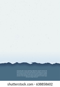 Horizontal template for presentation or web page with torn white paper