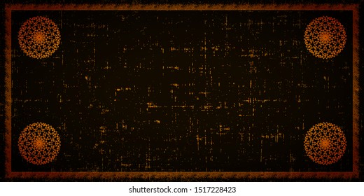 Horizontal template for your arts with copy space. Abstract elements on dark abstract and old scratched background. Template for social media, wallpaper, cover, invitation, poster 