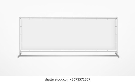 Horizontales, leeres Textilbanner einzeln auf weißem Hintergrund. 3D-Vektorgrafik