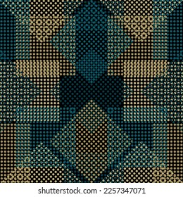 Horizontal texture panel made of multi-colored square tiles. Abstract vector hand drawn background.