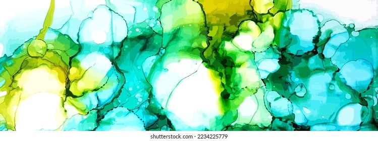 Horizontal texture watercolor beautiful background. Background from blots. Alcohol ink. Resin art Vector illustration