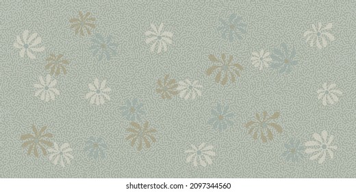 Horizontal strukturierter Hintergrund mit Farben. Botanisches Thema. Vektorgrüner Hintergrund mit Turing-Textur. Für Banner, Poster, Wallpaper etc.