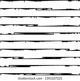Horizontal textured Stripes. Vector isolated grunge lines