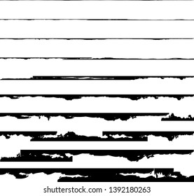 Horizontal textured Stripes. Vector isolated grunge lines