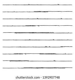 Horizontal textured Stripes. Vector isolated grunge lines
