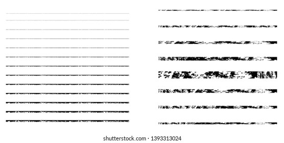 Horizontal textured Stripes. Vector isolated grunge lines