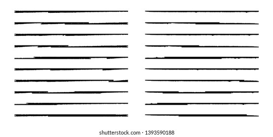 Horizontal textured Stripes. Vector isolated grunge lines
