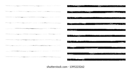 Horizontal textured Stripes. Vector isolated grunge lines